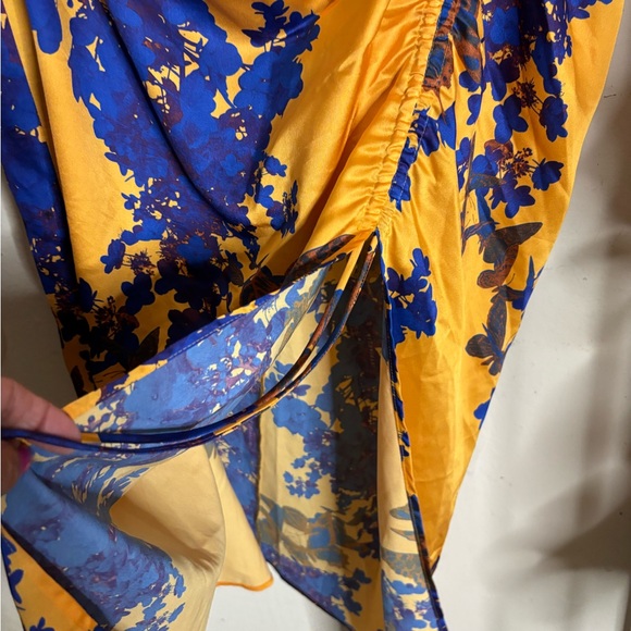 All Saints Asymmetrical Yellow and Blue Floral Skirt - Picture 3 of 7